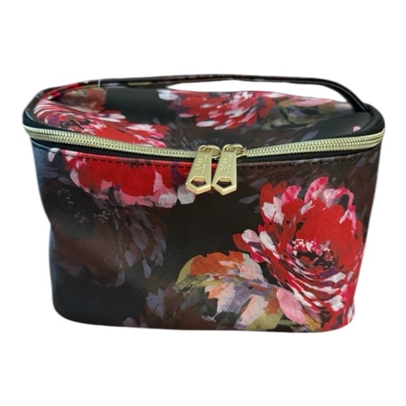 Trina Turk Handbags - Trina Turk Black Red Floral Cosmetic Bag Travel Makeup Case OS Chic